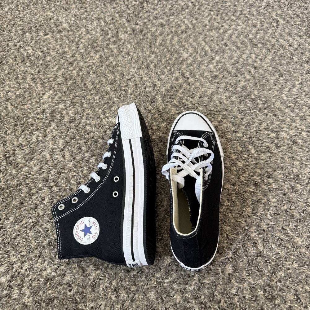Converse Trainers Size US 6 EVA Lift Black White Platform Casual Shoes GS New - Picture 4 of 7